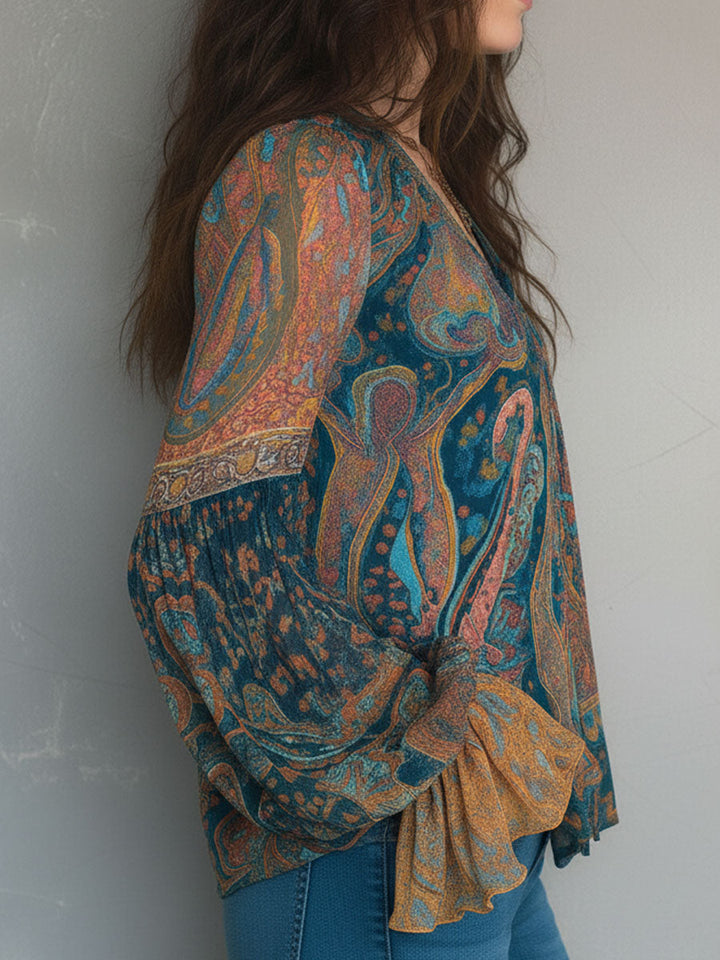 Sara™ | Bohemian Paisley Chiffon Blouse
