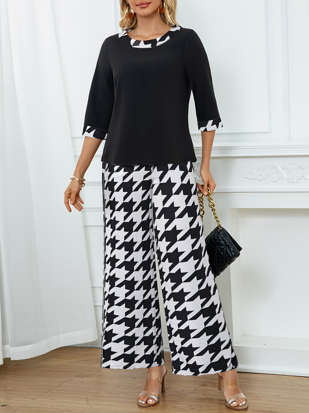 Maeve™ — patchwork top + geometric wide-leg