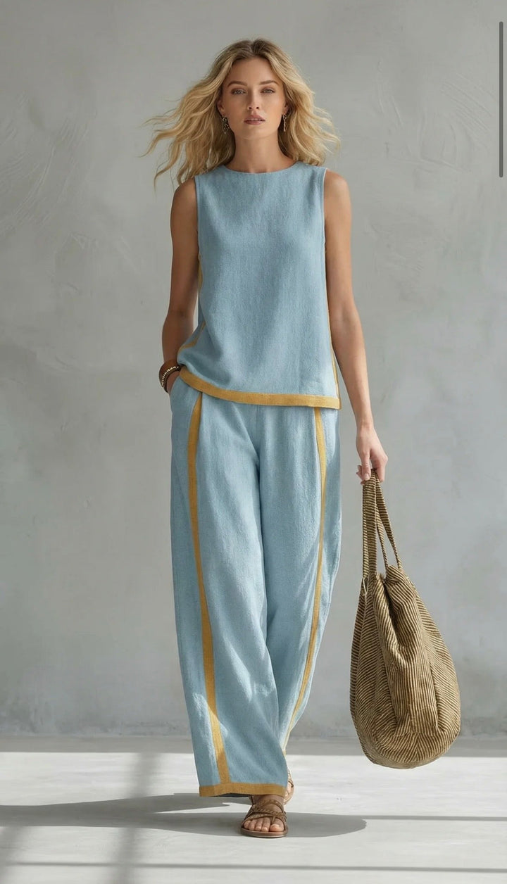 Colette™ | Bicolor Vest & Wide-Leg Trouser Set