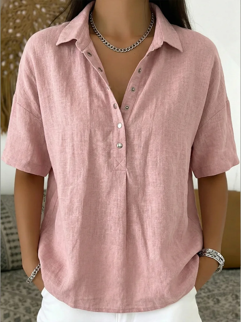 Rachel | Collared Button Detail Blouse