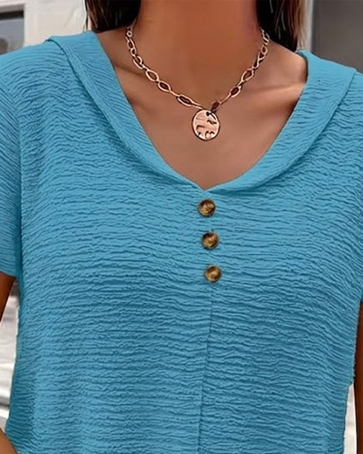 Peter Pan Collar T-Shirt with Buttons