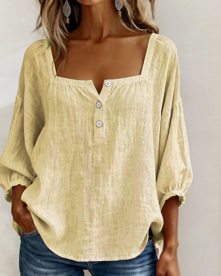 Square Neck Lantern Sleeve Shirt