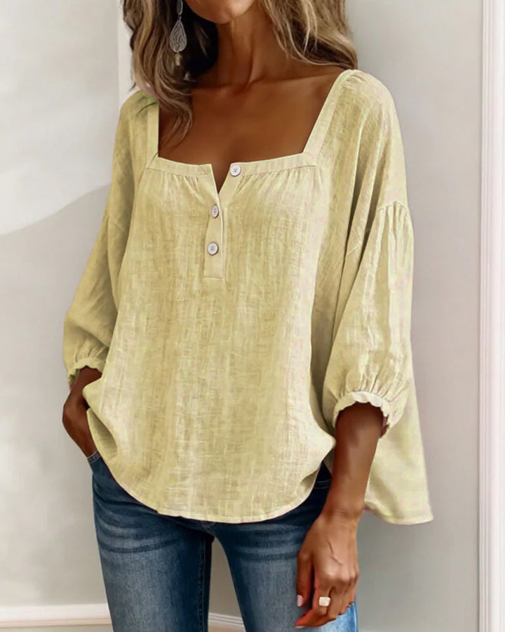 Square Neck Lantern Sleeve Shirt