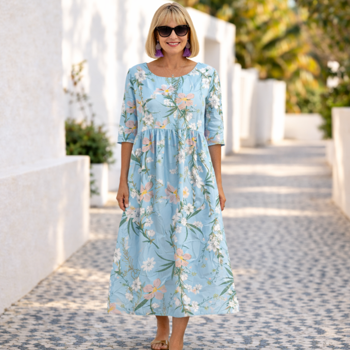 Marie | Summer Floral round neck Dress