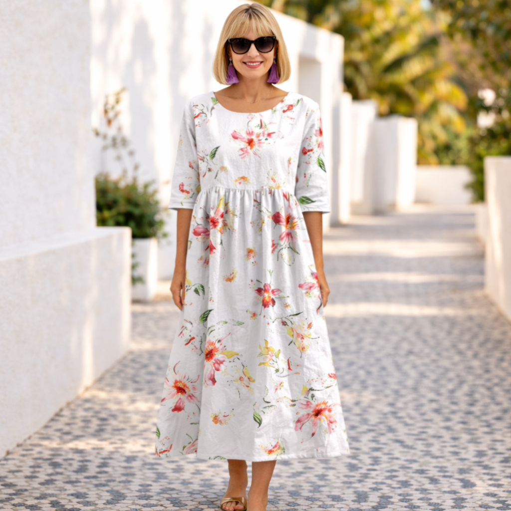 Marie | Summer Floral round neck Dress