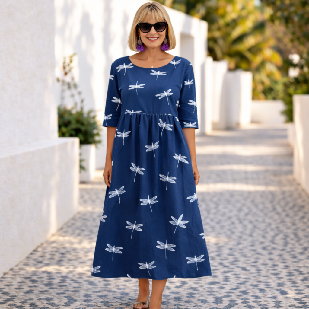 Marie | Summer Floral round neck Dress