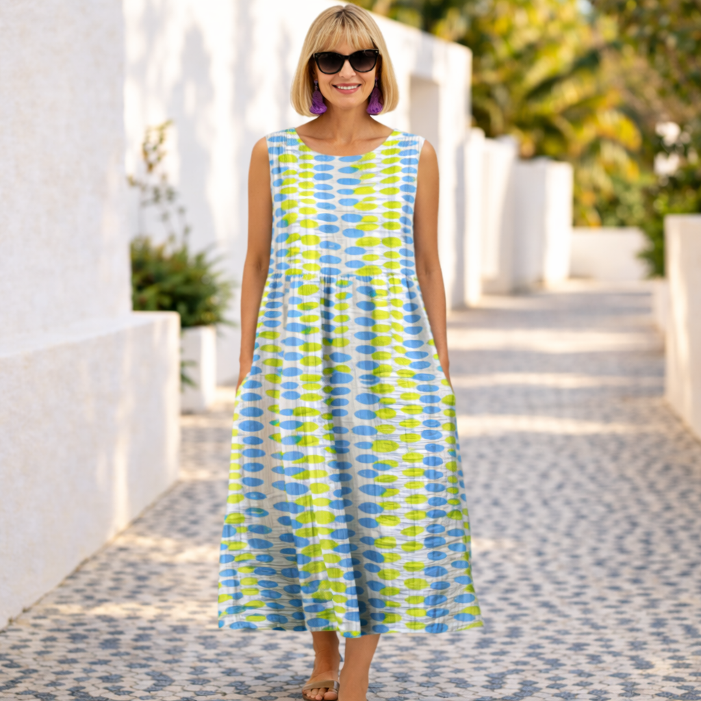 Katie | Midi floral Dress in round neck