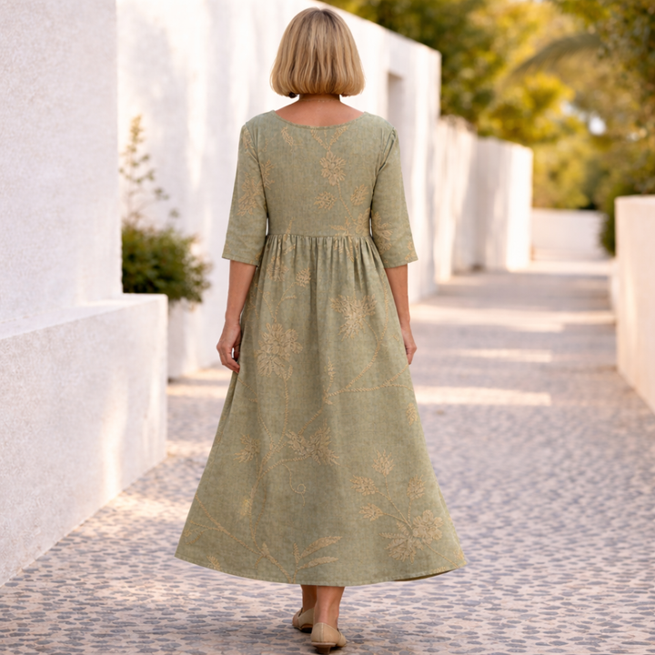 Susie | Floral Summer Dress with half sleeve and round neck