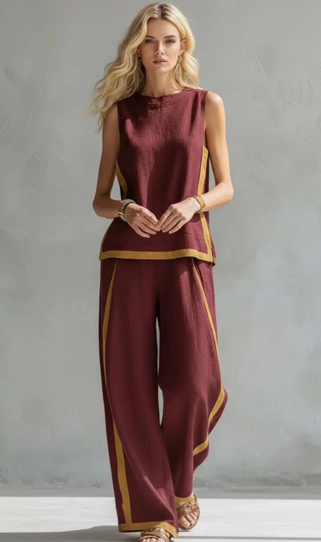 Colette™ | Bicolor Vest & Wide-Leg Trouser Set