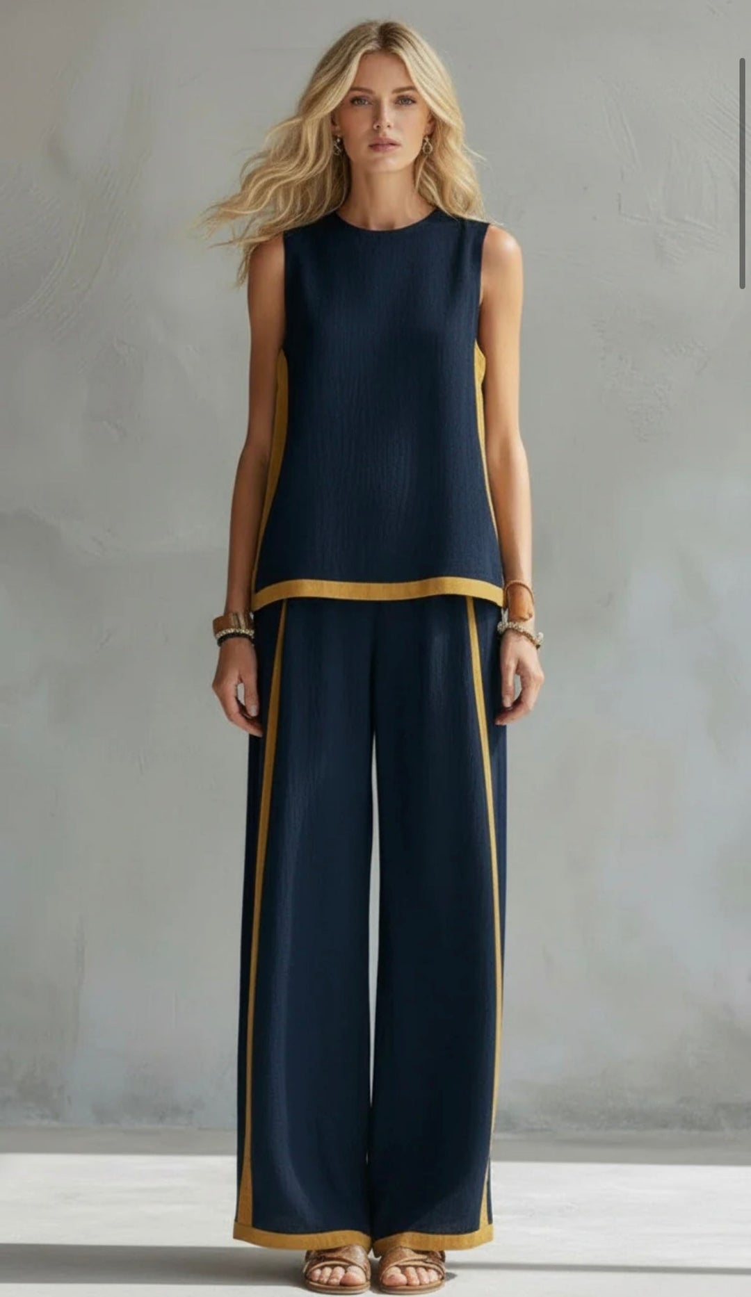 Colette™ | Bicolor Vest & Wide-Leg Trouser Set