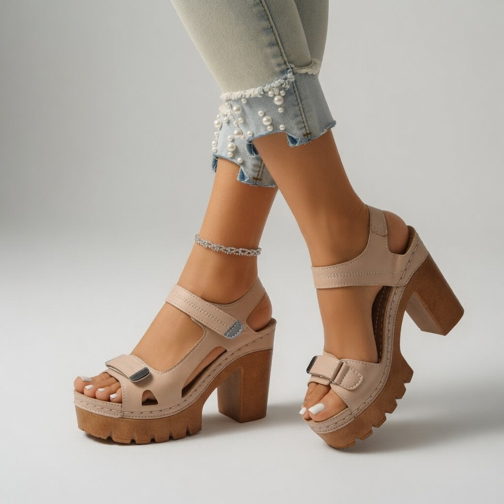 Célimène™ | Adjustable Velcro Platform Sandal with Block Heel