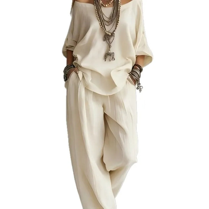 Vittoria - Two-Piece Set with Off-Shoulder Top and Wide-Leg Pants