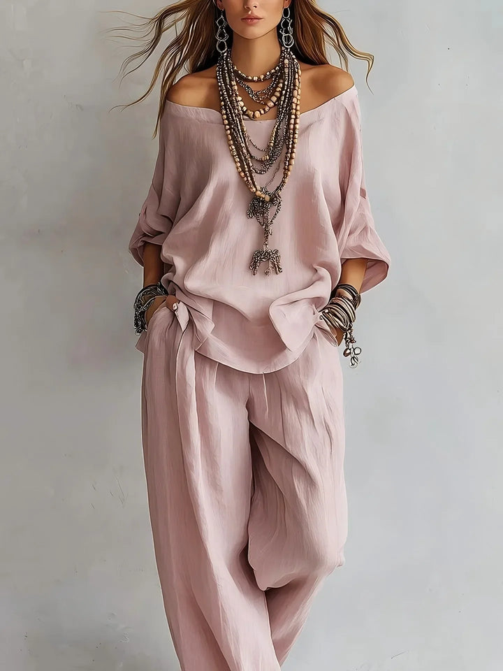 Vittoria - Two-Piece Set with Off-Shoulder Top and Wide-Leg Pants