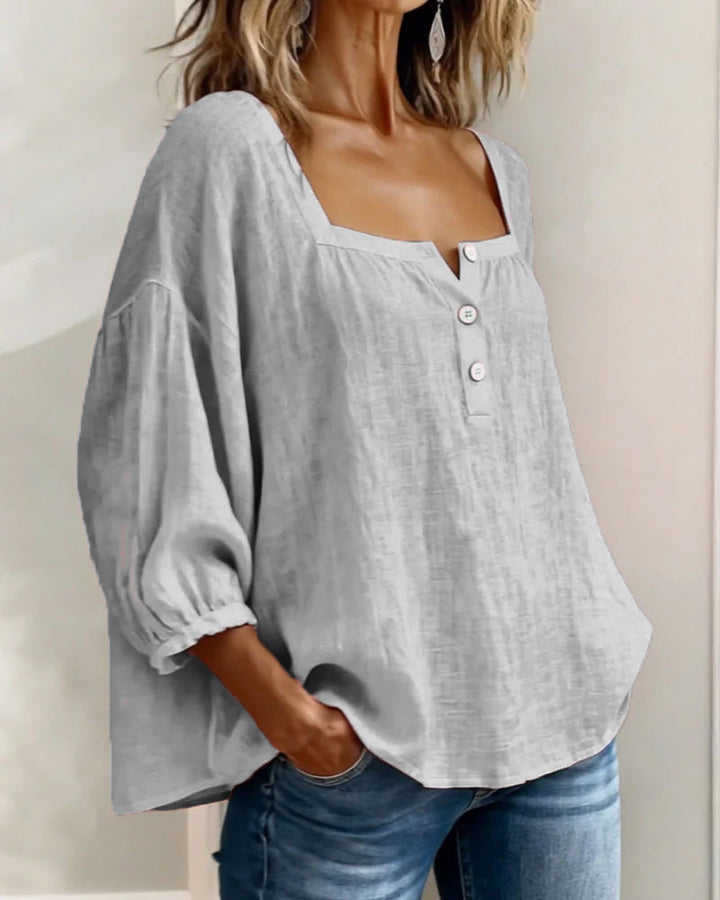 Square Neck Lantern Sleeve Shirt